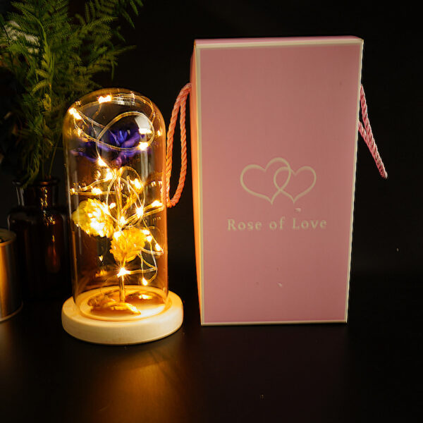 Preserved Flower Glass Cover Gold Foil Rose Flower Mothers Day Valentines Day Birthday Gift Gift Decoration Cross-Border Amazon - Image 8